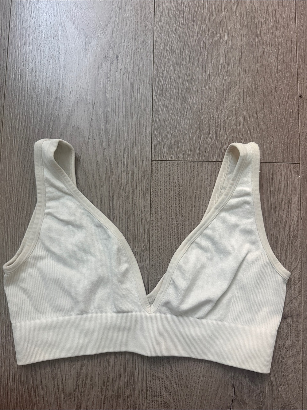 We Wore What Women’s Cream Wireless Ribbed Bralette
